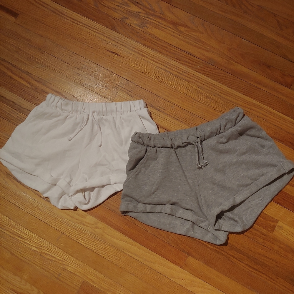 H&M White and Grey Sweatshorts